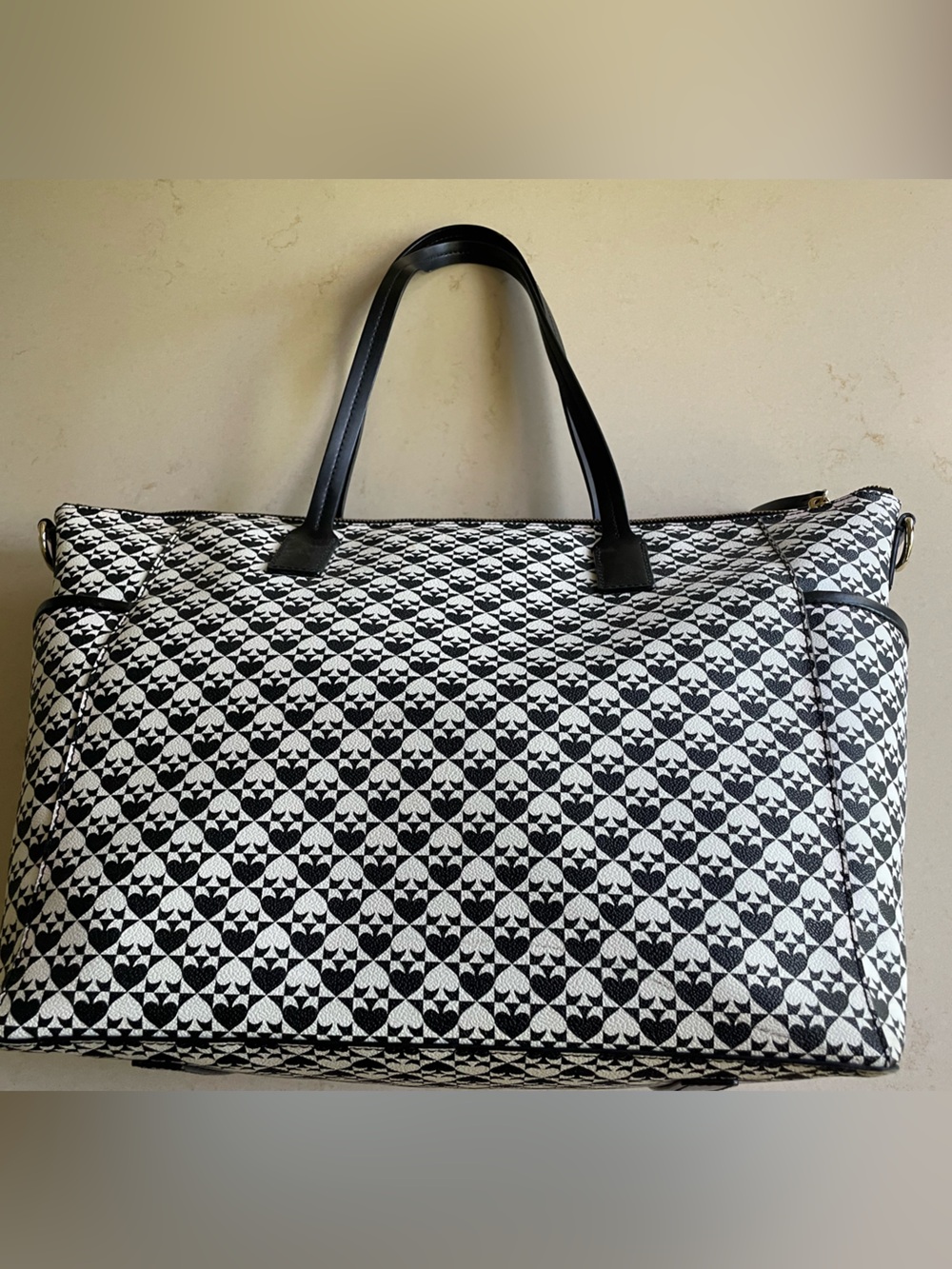 Kate Spade Large Black & White Striped Geometric Tote - Picture 2 of 6